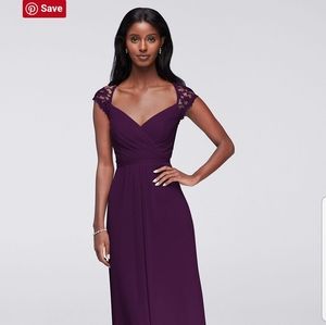 PLUM DAVID BRIDAL LONG MESH DRESS
